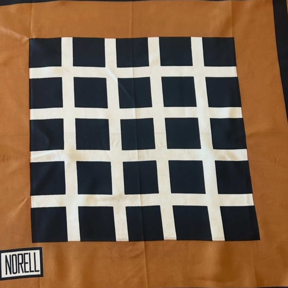 Vintage Norell Silk Scarf 33" x 34" Hand Rolled Edges - Picture 3 of 16